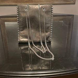 Zara Woman gunmetal ball and chain leather purse.